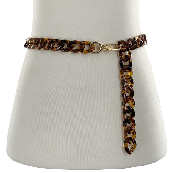 Women\'s Tortoiseshell Brown Leopard Link Chain Belt 5/8\